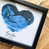 birds eye view blue sonography art in black frame