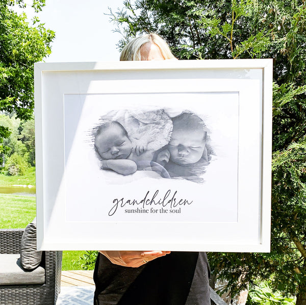 person holding grandparent print outside - sunshine for the soul