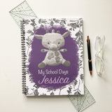 Purple school memory book with giraffe cover