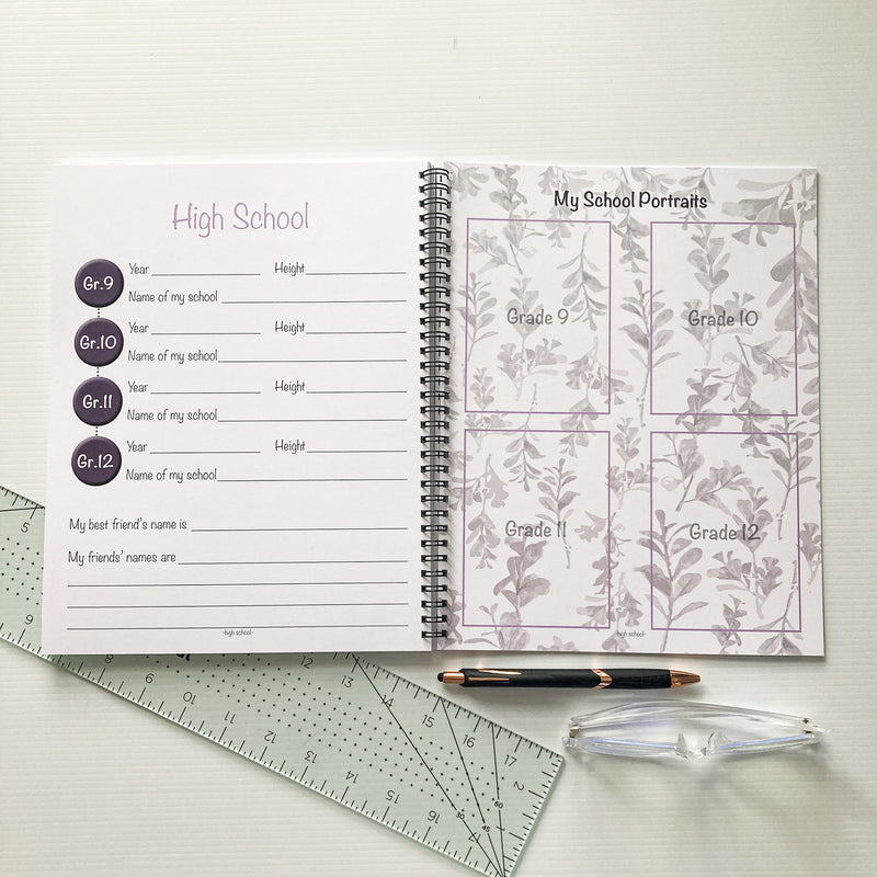 Purple school journal with giraffe  - high school