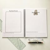 Blue school memory book with gorilla character, school portal and special memories pages