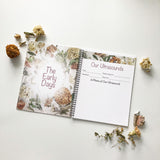 Dried florals design Pregnancy Journal memory book, The Early Days header page and Our Ultrasounds page