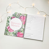 Peony design Pregnancy Journal memory book, Memorable Moments pages