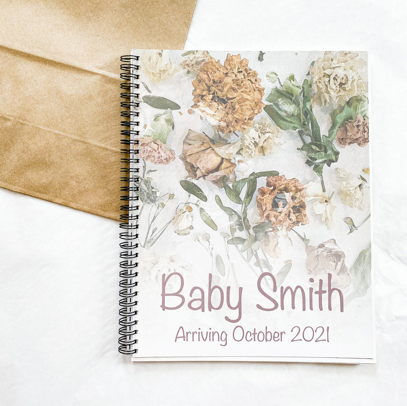 pregnancy journal memory book dried florals cover